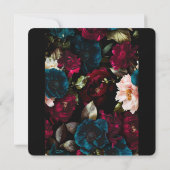 Elegante Minimalistische Schwarz- und Blumenhochze Save The Date (Rückseite)