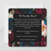 Elegante Minimalistische Schwarz- und Blumenhochze Save The Date (Rückseite)