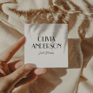 Elegante Minimalistische Schwarz & Weiß Boho Chic  Quadratische Visitenkarte