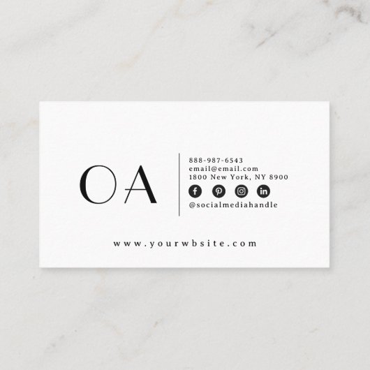 Elegante Minimalistische Schwarz & Weiß Boho Chic  Visitenkarte (Rückseite)