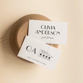Elegante Minimalistische Schwarz & Weiß Boho Chic  Visitenkarte