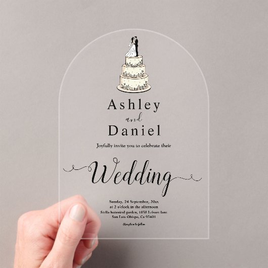 Elegante Minimalistische Schwarz-Weiß-Hochzeit Acryleinladungen (Insitu (Handheld))