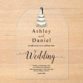 Elegante Minimalistische Schwarz-Weiß-Hochzeit Acryleinladungen (Vorderseite)