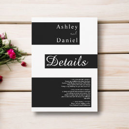 Elegante Minimalistische Schwarz-Weiß-Hochzeit Begleitkarte