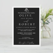 Elegante Minimalistische Schwarz-Weiß-Hochzeit Einladung (Stehend Vorderseite)