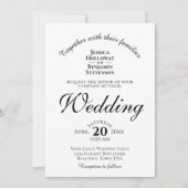 Elegante Minimalistische Schwarz-Weiß-Hochzeit Einladung (Vorderseite)