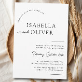 Elegante Minimalistische Schwarz-Weiß-Hochzeit Einladung