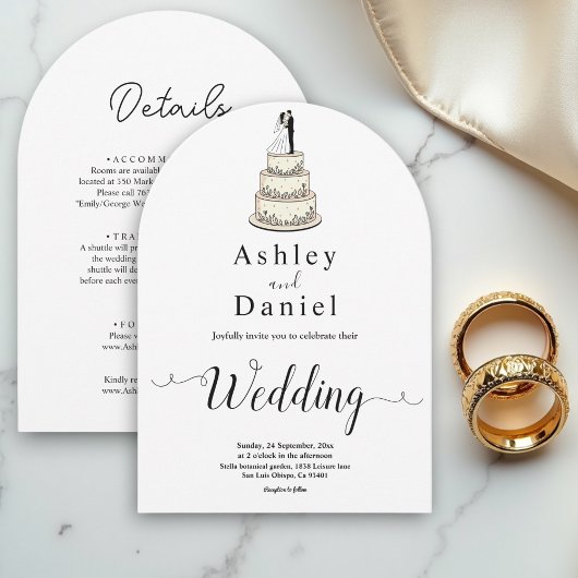 Elegante Minimalistische Schwarz-Weiß-Hochzeit Einladung