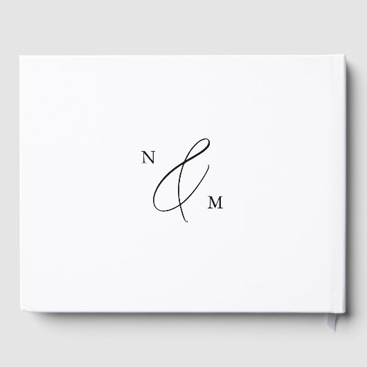 Elegante Minimalistische Schwarz-Weiß-Hochzeit Gästebuch (Rückseite)