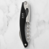 Elegante Minimalistische Schwarz-Weiß-Hochzeit Kellnermesser (Rückseite)