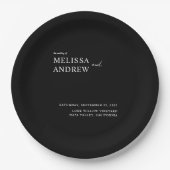 Elegante Minimalistische Schwarz-Weiß-Hochzeit Pappteller (Vorderseite)