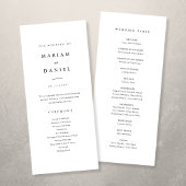 Elegante Minimalistische Schwarz-Weiß-Hochzeit Programm