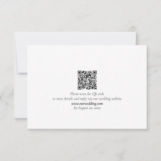 Elegante Minimalistische Schwarz-Weiß-Hochzeit RSVP Karte (Rückseite)