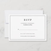 Elegante Minimalistische Schwarz-Weiß-Hochzeit RSVP Karte (Vorderseite)