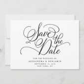 Elegante Minimalistische Schwarz-Weiß-Hochzeit Save The Date (Vorderseite)