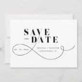 Elegante Minimalistische Schwarz-Weiß-Hochzeit Save The Date (Vorderseite)