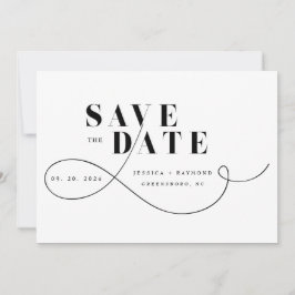 Elegante Minimalistische Schwarz-Weiß-Hochzeit Save The Date