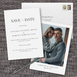 Elegante Minimalistische Schwarz-Weiß-Hochzeit Save The Date