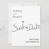 Elegante Minimalistische Schwarz-Weiß-Hochzeit Save The Date (Vorderseite)
