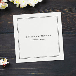 Elegante Minimalistische Schwarz-Weiß-Hochzeit Serviette