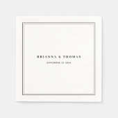 Elegante Minimalistische Schwarz-Weiß-Hochzeit Serviette (Vorderseite)