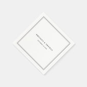 Elegante Minimalistische Schwarz-Weiß-Hochzeit Serviette (Ecke)