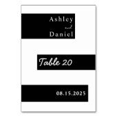 Elegante Minimalistische Schwarz-Weiß-Hochzeit Tischnummer (Vorderseite)