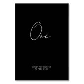 Elegante Minimalistische Schwarz-Weiß-Hochzeit Tischnummer (Rückseite)