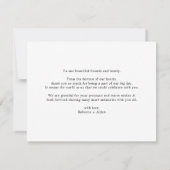 Elegante Minimalistische Schwarz & Weiß Hochzeit V Dankeskarte (Rückseite)