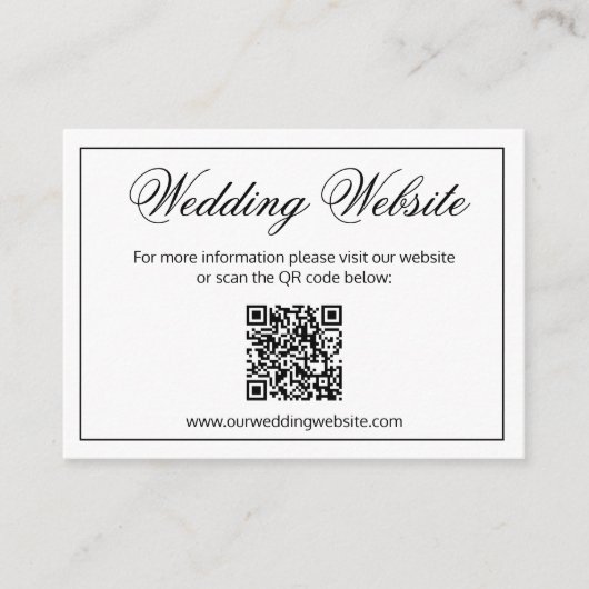 Elegante Minimalistische Schwarz-Weiß-Hochzeitsweb Begleitkarte (Vorderseite)