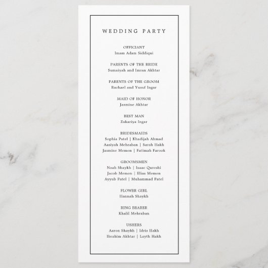 Elegante Minimalistische Schwarz-Weiß-Islamische H Programm (Rückseite)