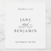 Elegante Minimalistische Schwarz & Weiß Kunst, Dic Weinetikett (Einzelnes Label)