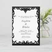 Elegante Minimalistische Schwarz-Weiß-Kunst Einladung (Stehend Vorderseite)