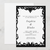 Elegante Minimalistische Schwarz-Weiß-Kunst Einladung (Vorne/Hinten)