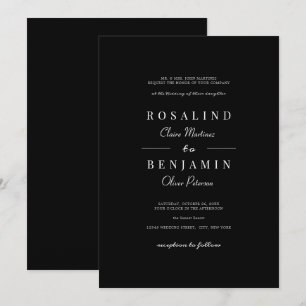 Elegante minimalistische Schwarz-Weiß-Typografie-H Einladung