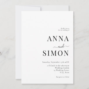 Elegante Minimalistische Schwarz-weiße All-in-One- Einladung