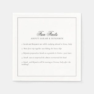Elegante minimalistische schwarz-weiße Fun Facts H Serviette