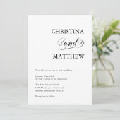 Elegante Minimalistische Schwarz-weiße Hochzeit Einladung (Stehend Vorderseite)