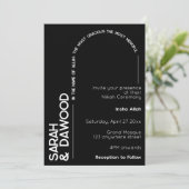 Elegante Minimalistische Schwarz-weiße Hochzeit Einladung (Stehend Vorderseite)