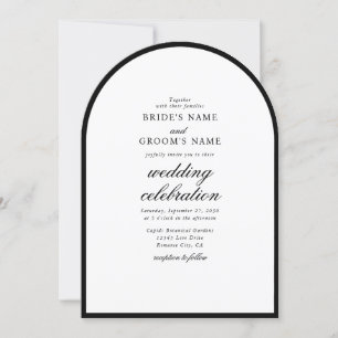 Elegante Minimalistische Schwarz-weiße Hochzeit Einladung