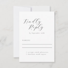 Elegante Minimalistische Schwarz-weiße Hochzeit RSVP Karte