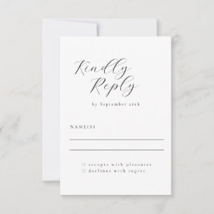 Elegante Minimalistische Schwarz-weiße Hochzeit RSVP Karte