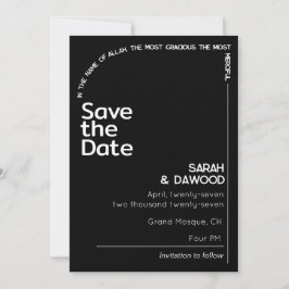 Elegante Minimalistische Schwarz-weiße Hochzeit Save The Date