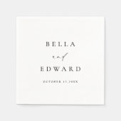 Elegante Minimalistische Schwarz-weiße Hochzeit Serviette (Vorderseite)