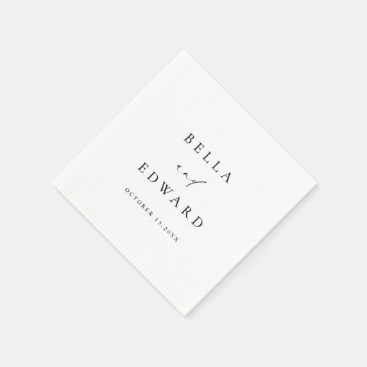 Elegante Minimalistische Schwarz-weiße Hochzeit Serviette (Ecke)