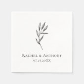 Elegante Minimalistische Schwarz-weiße Hochzeit Serviette (Vorderseite)