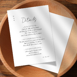 Elegante minimalistische Schwarz-weiße Hochzeitdet Begleitkarte