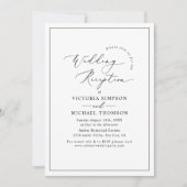 Elegante Minimalistische Schwarz-weiße Hochzeitsem Einladung (Vorderseite)