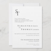 Elegante Minimalistische Schwarz-weiße Initialen H Einladung (Vorderseite)