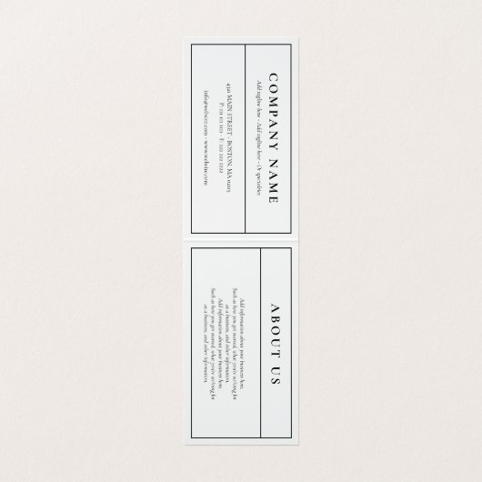 Elegante Minimalistische Schwarz-weiße Logokombina Visitenkarten (Innenseite Aufgefaltet)